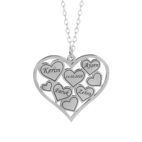 Glorria 925k Sterling Silver Personalized Name Heart Silver Necklace Glorria 925k Sterling Silver Personalized Name Heart Silver Necklace
