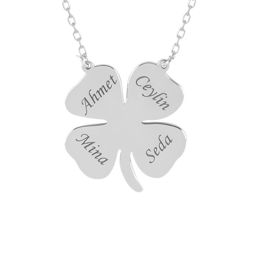 Glorria 925k Sterling Silver Personalized Name Clover Silver Necklace Glorria 925k Sterling Silver Personalized Name Clover Silver Necklace