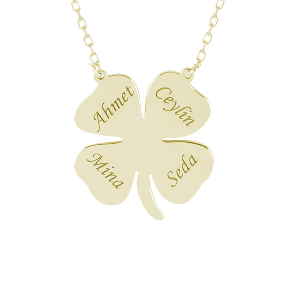 Glorria 925k Sterling Silver Personalized Name Clover Silver Necklace