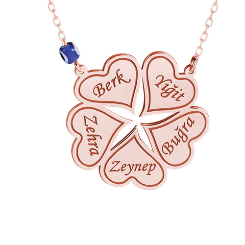 Glorria 925k Sterling Silver Personalized 5 Name Clover Silver Necklace Glorria 925k Sterling Silver Personalized 5 Name Clover Silver Necklace