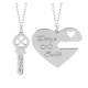 Glorria 925k Sterling Silver Personalized Name Key Heart Silver Necklace