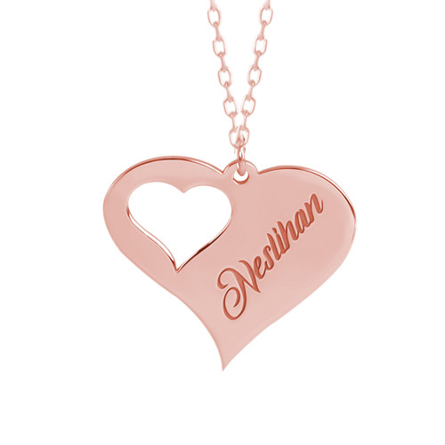 Glorria 925k Sterling Silver Personalized Name Heart Silver Necklace Glorria 925k Sterling Silver Personalized Name Heart Silver Necklace