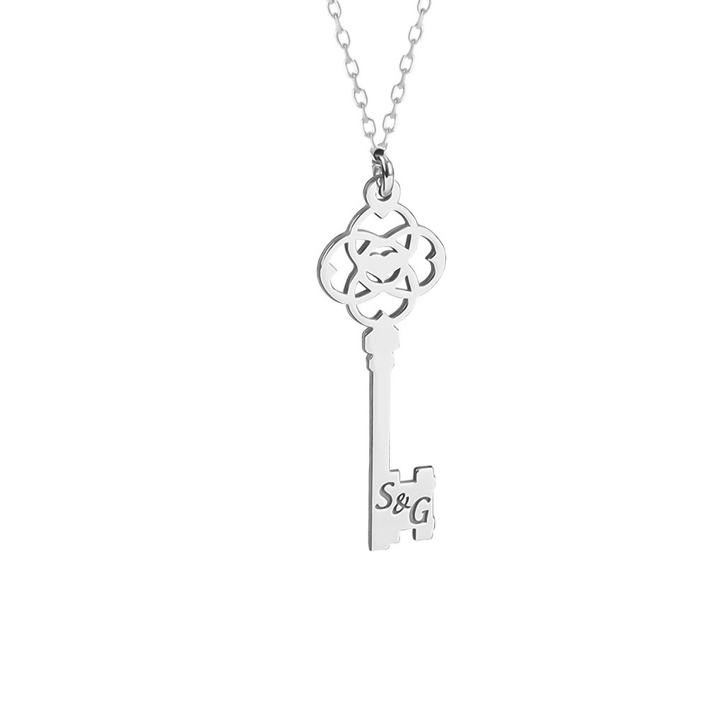 Glorria 925k Sterling Silver Personalized Letter Key Silver Necklace