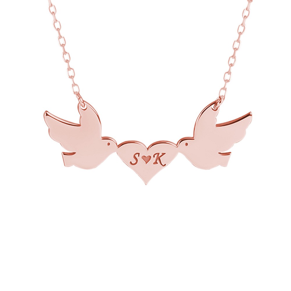 Glorria 925k Sterling Silver Personalized Letter Pigeon Silver Necklace