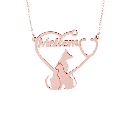 Glorria 925k Sterling Silver Personalized Name Cat-Dog Silver Necklace Glorria 925k Sterling Silver Personalized Name Cat-Dog Silver Necklace