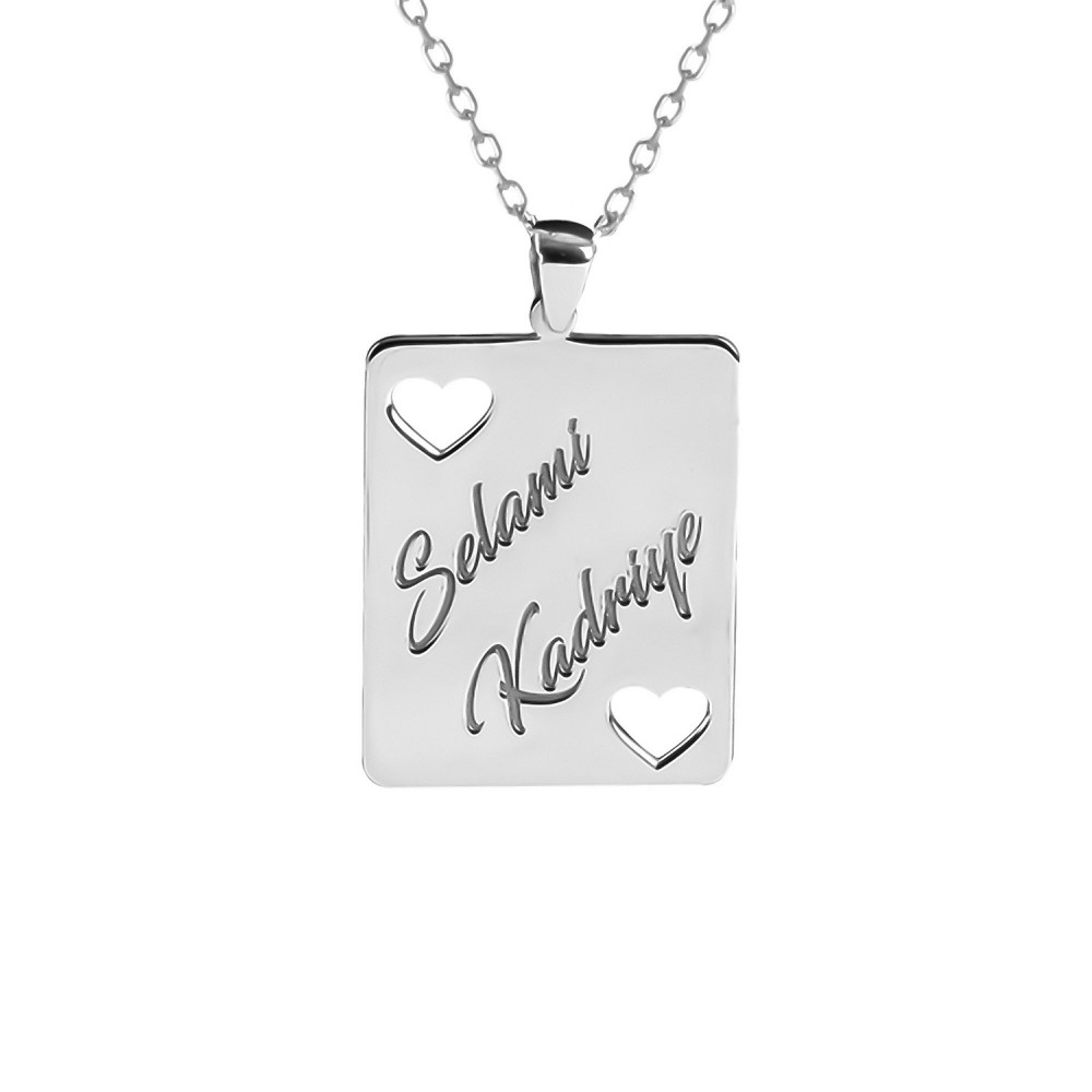 Glorria 925k Sterling Silver Personalized Name Heart Silver Necklace