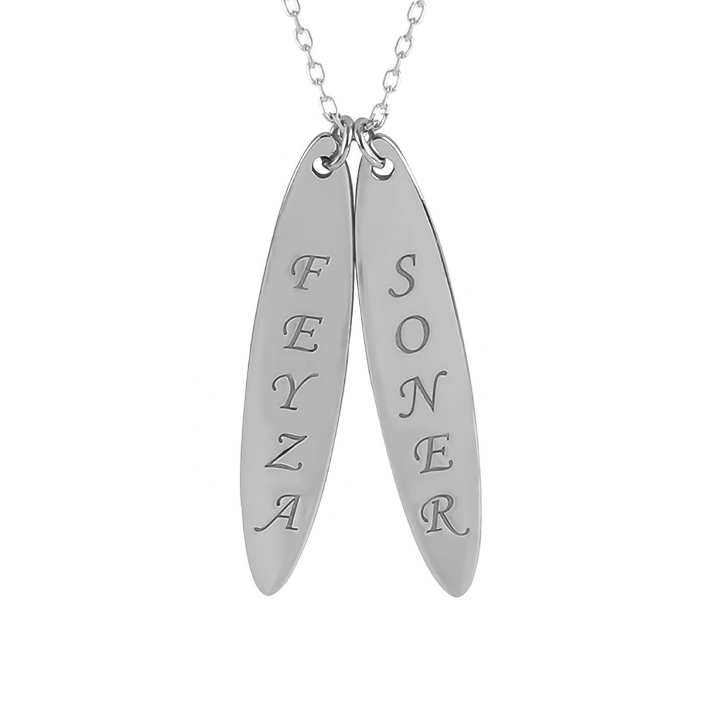 Glorria Personalized 2 Name Silver Necklace