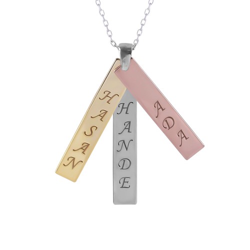 Glorria 925k Sterling Silver Personalized 3 Name Silver Necklace Glorria 925k Sterling Silver Personalized 3 Name Silver Necklace
