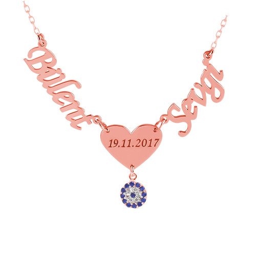 Glorria 925k Sterling Silver Personalized Name Evil Eye Necklace Glorria 925k Sterling Silver Personalized Name Evil Eye Necklace