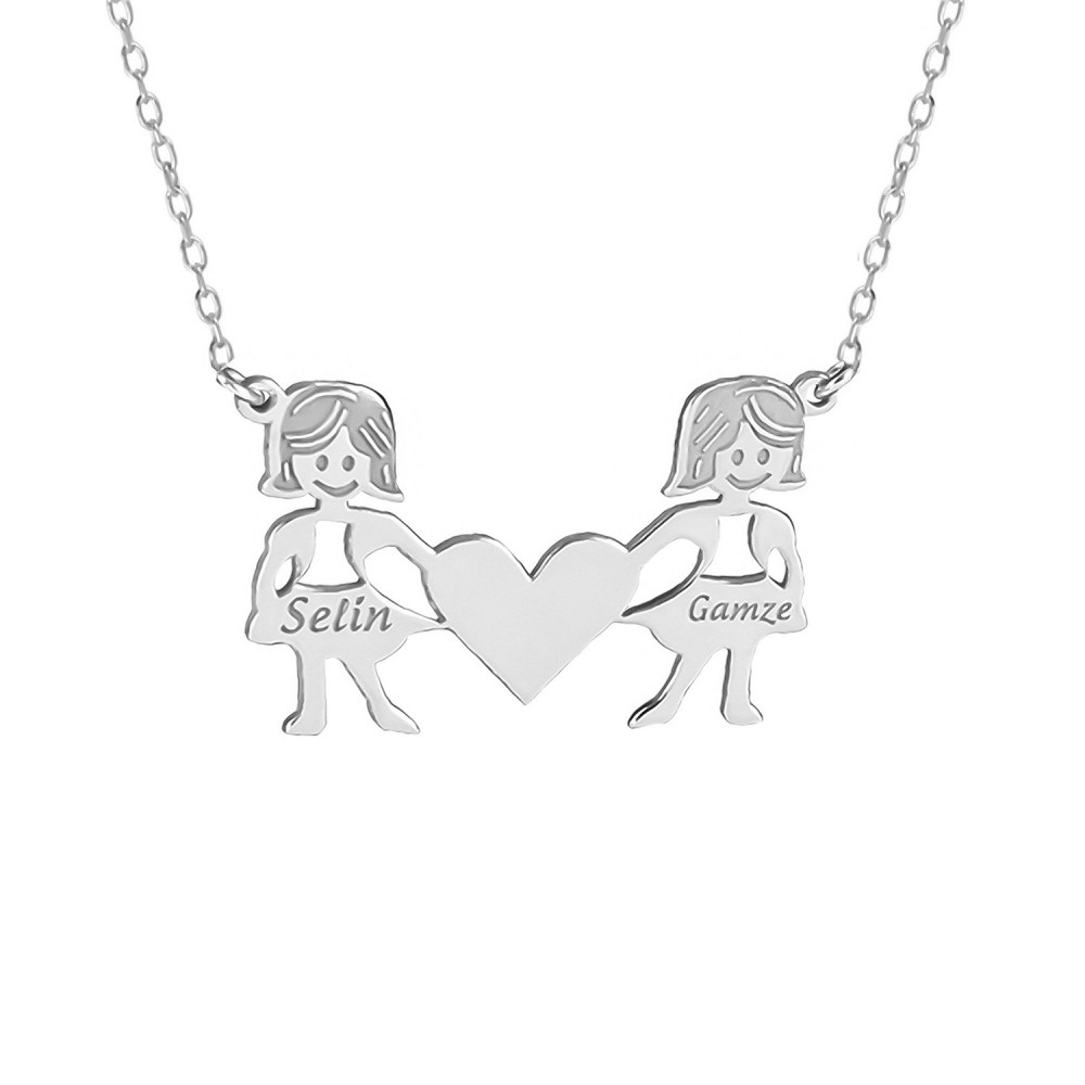 Glorria 925k Sterling Silver Personalized Name Girl Child Silver Necklace