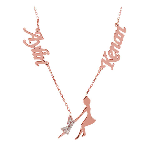 Glorria 925k Sterling Silver Personalized Name Mother Girl Silver Necklace Glorria 925k Sterling Silver Personalized Name Mother Girl Silver Necklace