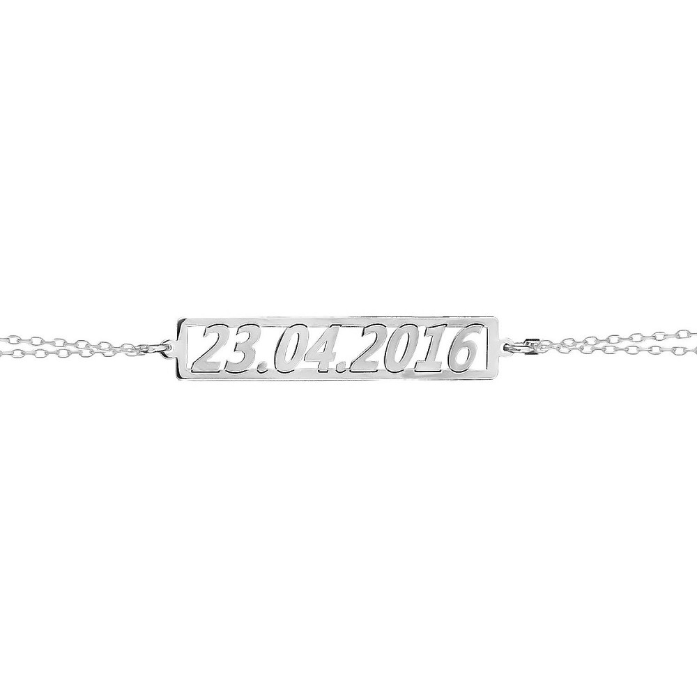 Glorria 925k Sterling Silver Personalized Date Silver Bracelet
