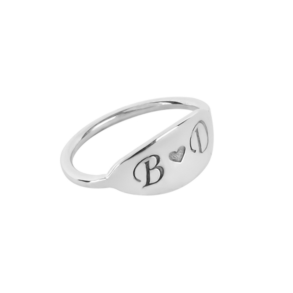 Glorria 925k Sterling Silver Personalized Letter Heart Silver