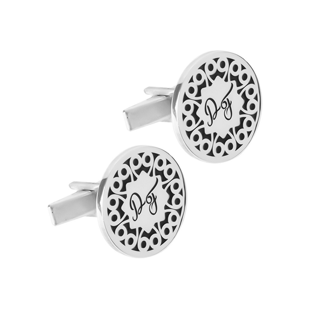 Glorria 925k Sterling Silver Personalized Letter Silver Erkek Cufflink