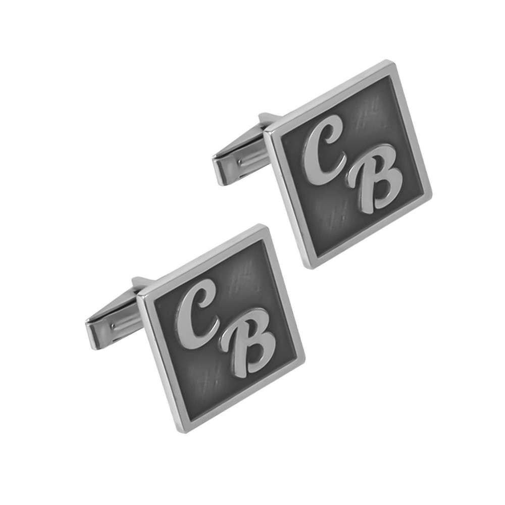 Glorria 925k Sterling Silver Personalized Letter Silver Erkek Cufflink