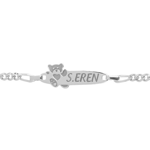 Glorria 925k Sterling Silver Personalized Name Bear Silver Child Bracelet Glorria 925k Sterling Silver Personalized Name Bear Silver Child Bracelet