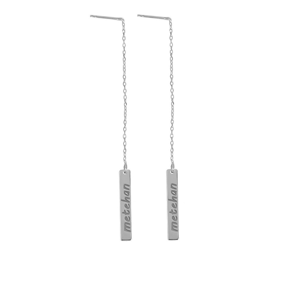 Glorria 925k Sterling Silver Personalized Name Silver Pendant Earring