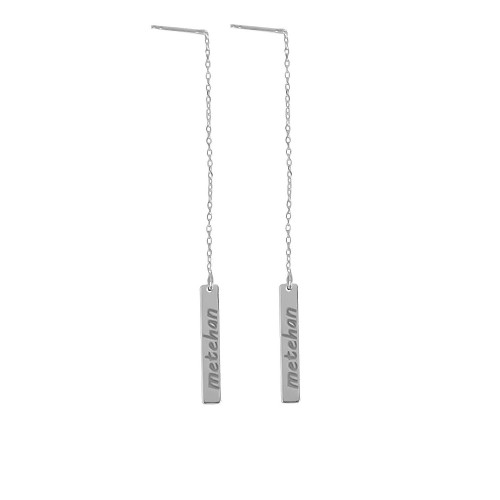 Glorria 925k Sterling Silver Personalized Name Silver Pendant Earring Glorria 925k Sterling Silver Personalized Name Silver Pendant Earring