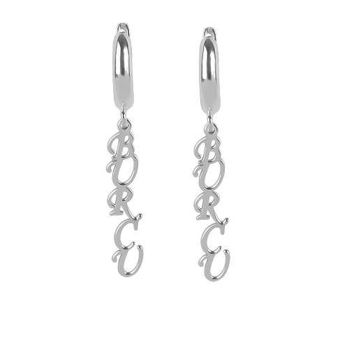 Glorria 925k Sterling Silver Personalized Name Silver Earring Glorria 925k Sterling Silver Personalized Name Silver Earring