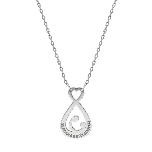 Glorria 925k Sterling Silver Personalized Name Silver Mother Baby Necklace
