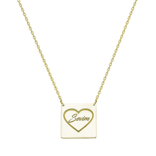 Glorria 925k Sterling Silver Personalized Name Silver Heart Necklace