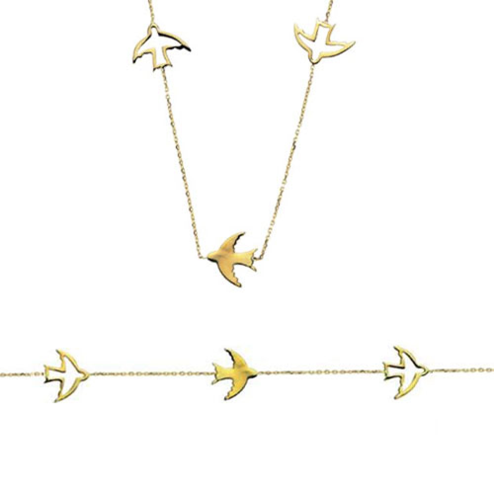 Glorria 14k Solid Gold Phoenix Bird Set