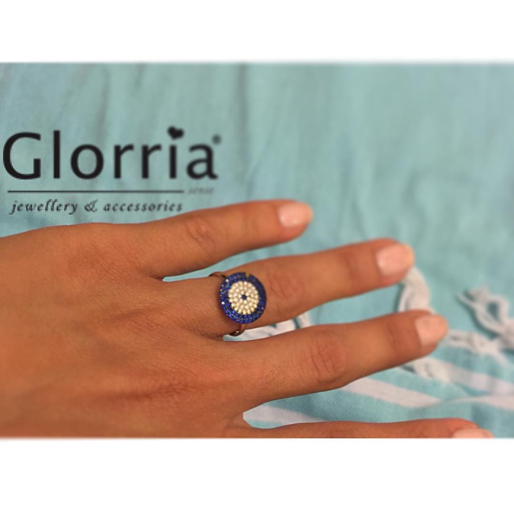 Glorria 14k Solid Gold Evil Eye Beads Ring