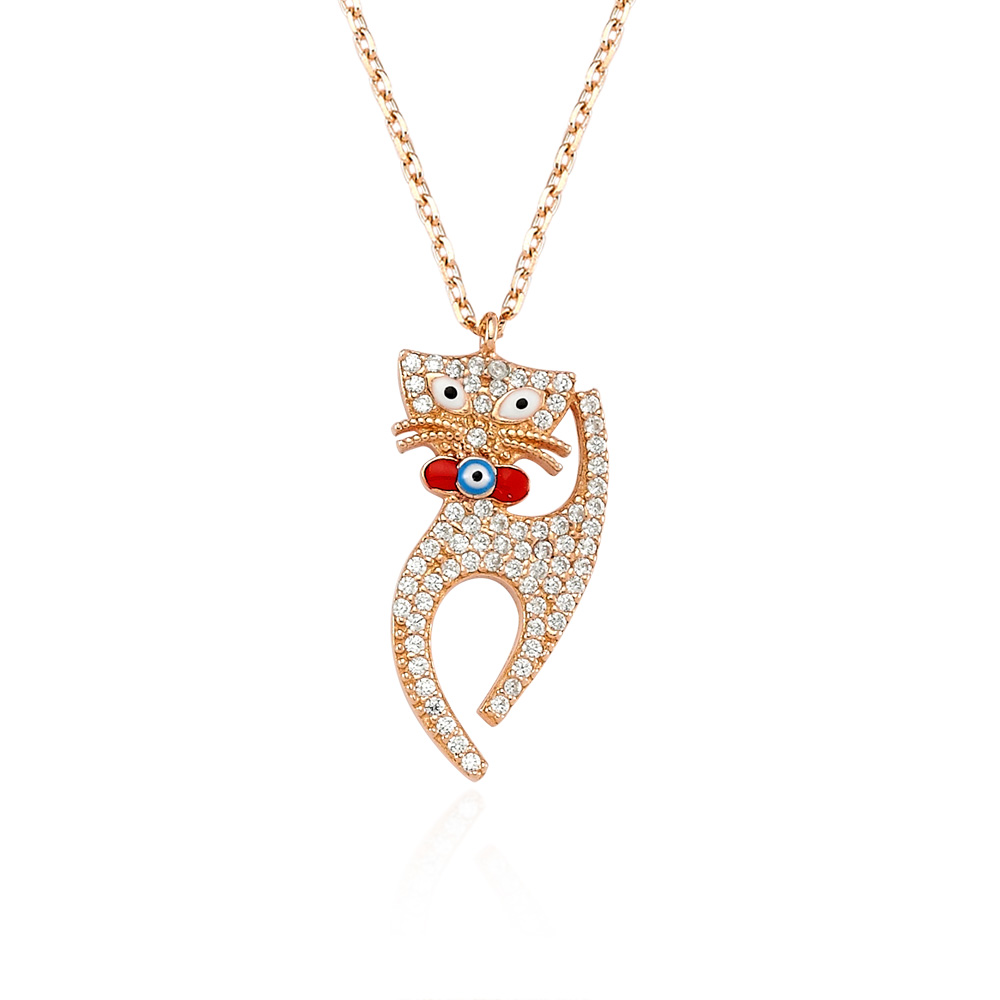 Glorria 925k Sterling Silver Cat Necklace