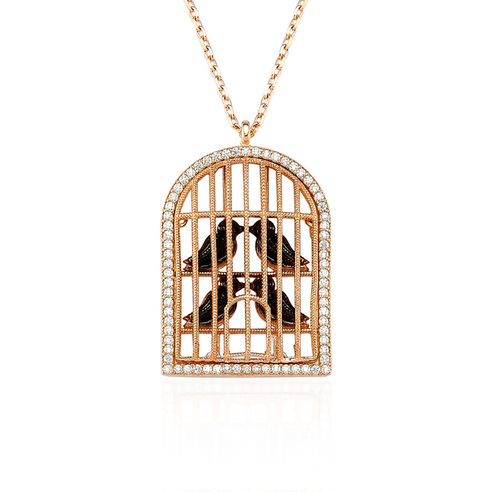 Glorria 925k Sterling Silver Bird Cage Necklace Glorria 925k Sterling Silver Bird Cage Necklace