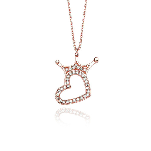 Glorria 925k Sterling Silver Heart Crown Necklace Glorria 925k Sterling Silver Heart Crown Necklace