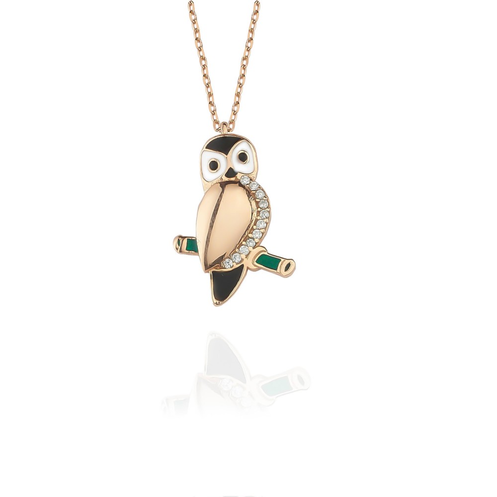 Glorria 925k Sterling Silver Owl Necklace