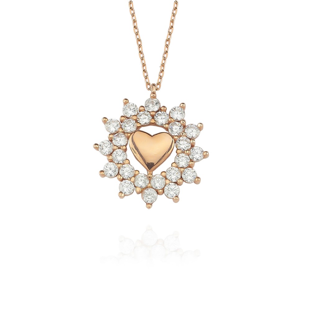 Glorria 925k Sterling Silver Pave Heart Necklace Glorria 925k Sterling Silver Pave Heart Necklace