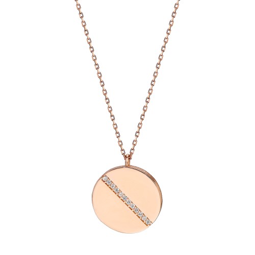 Glorria 925k Sterling Silver Pave Plate Necklace Glorria 925k Sterling Silver Pave Plate Necklace
