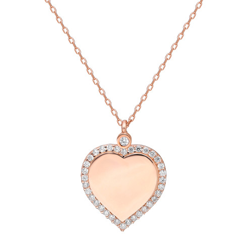 Glorria 925k Sterling Silver Pave Heart Necklace Glorria 925k Sterling Silver Pave Heart Necklace