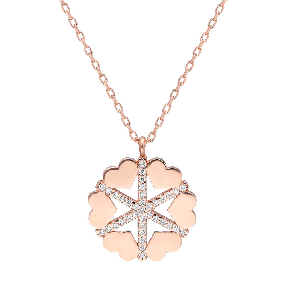 Glorria 925k Sterling Silver Heart Snowflake Necklace