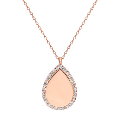 Glorria 925k Sterling Silver Pave Drop Necklace Glorria 925k Sterling Silver Pave Drop Necklace