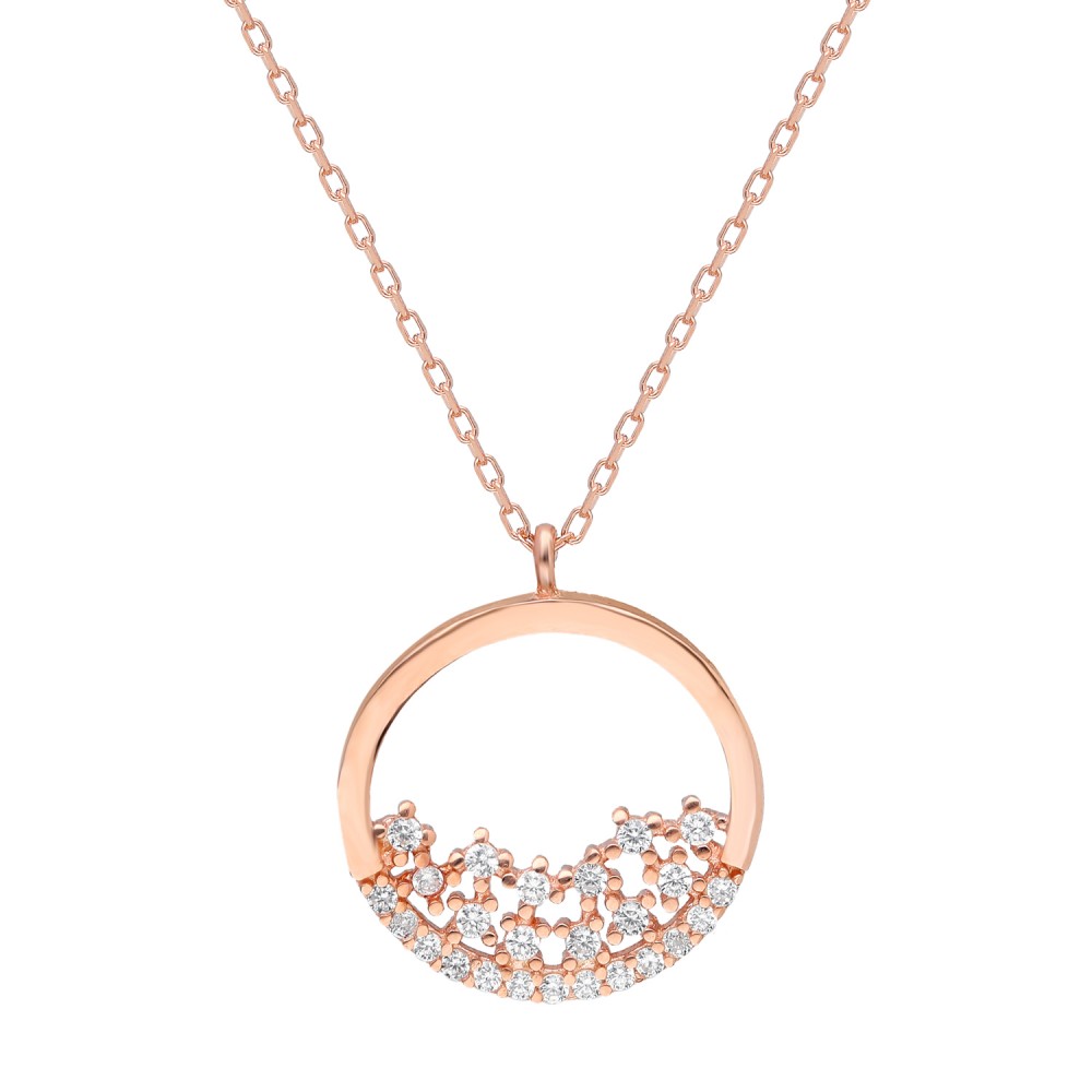 Glorria 925k Sterling Silver Pave Necklace