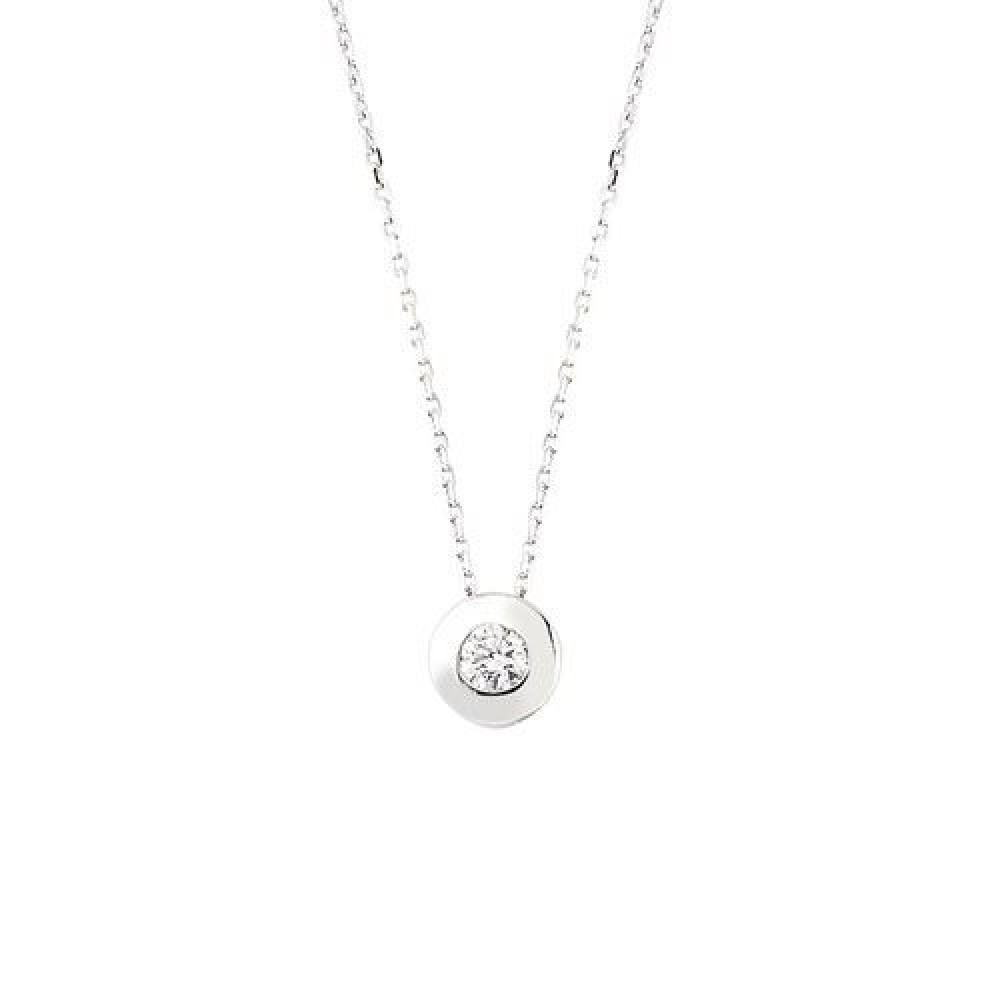 Glorria 14k Solid Gold Gold Solitaire Chain Necklace