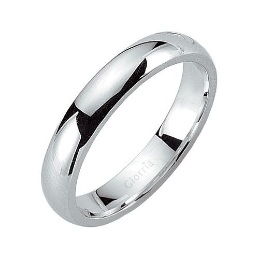 Glorria 925k Sterling Silver 4mm Mens Wedding Ring