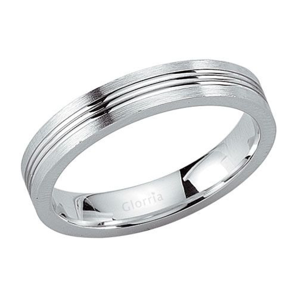 Glorria 925k Sterling Silver 4mm Mens Wedding Ring