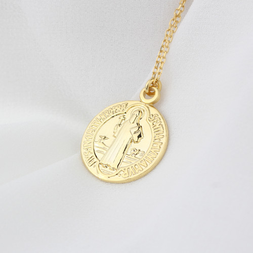 Glorria 925k Sterling Silver Saint Benedict Medal Necklace