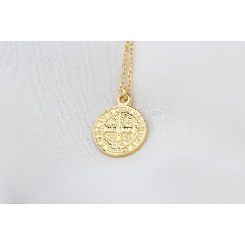 Glorria 925k Sterling Silver Saint Benedict Medal Necklace Glorria 925k Sterling Silver Saint Benedict Medal Necklace