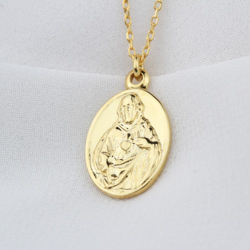 Glorria 925k Sterling Silver Virgin Mary Necklace