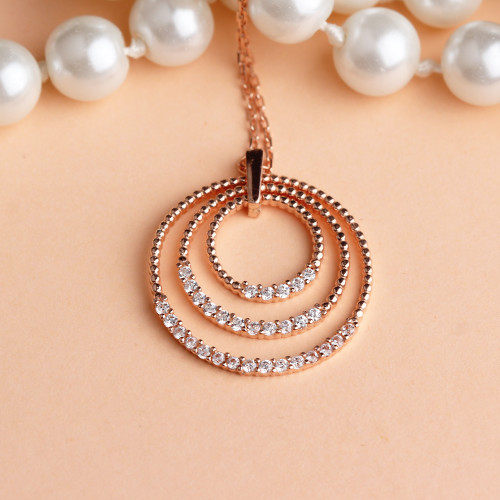 Glorria 925k Sterling Silver Pave Circle Necklace Glorria 925k Sterling Silver Pave Circle Necklace