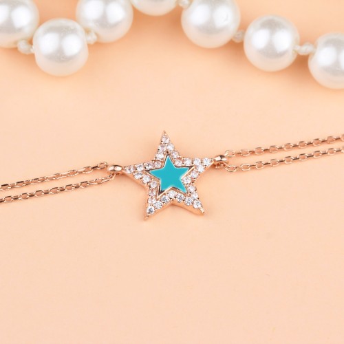 Glorria 925k Sterling Silver Pave Star Bracelet Glorria 925k Sterling Silver Pave Star Bracelet