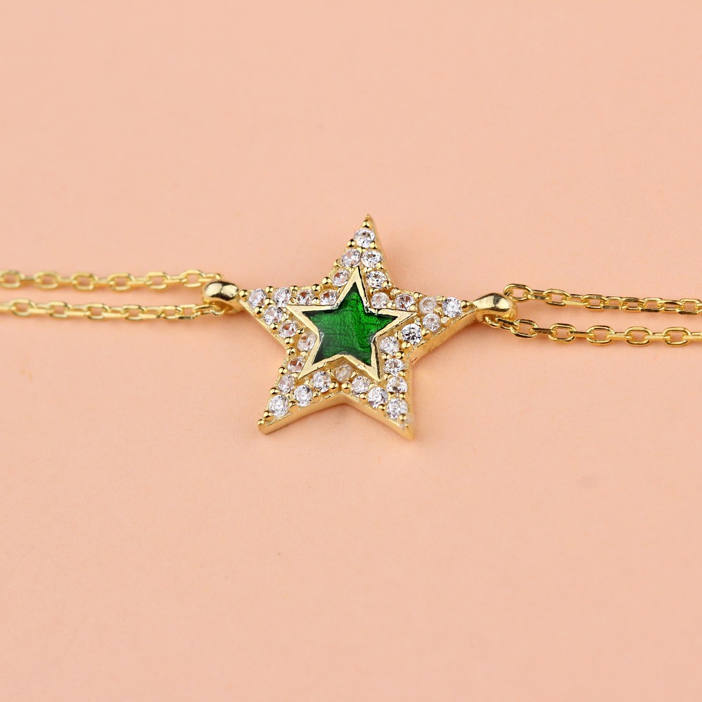 Glorria 925k Sterling Silver Pave Star Bracelet