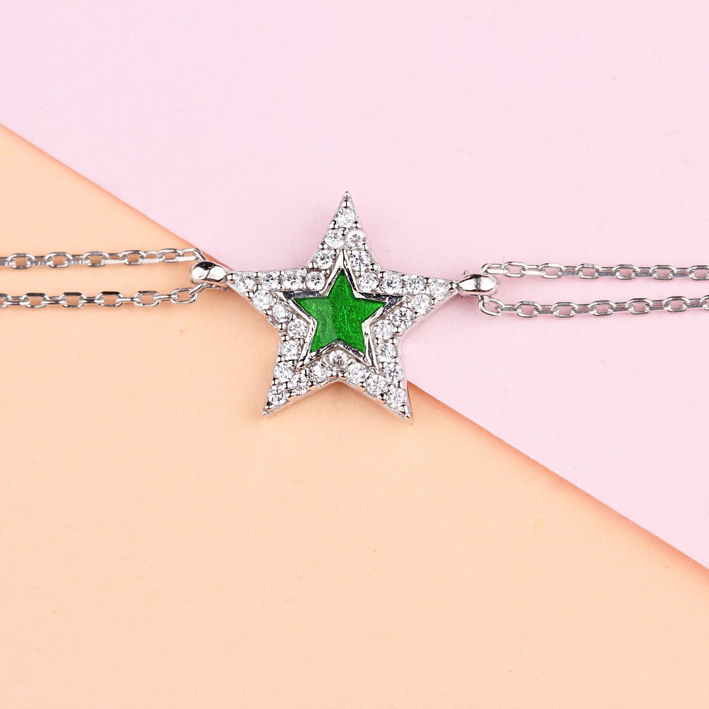 Glorria 925k Sterling Silver Pave Star Bracelet