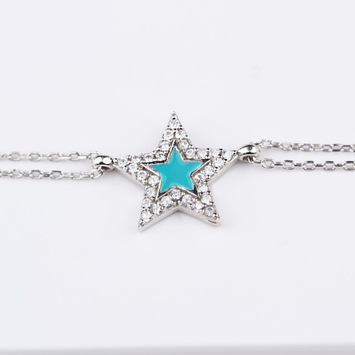 Glorria 925k Sterling Silver Pave Star Bracelet Glorria 925k Sterling Silver Pave Star Bracelet