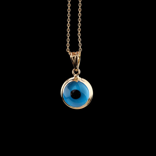 Glorria 14k Solid Gold Blue Evil Eye Beaded Necklace Glorria 14k Solid Gold Blue Evil Eye Beaded Necklace