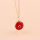 Glorria 14k Solid Gold Red Evil Eye Beaded Necklace
